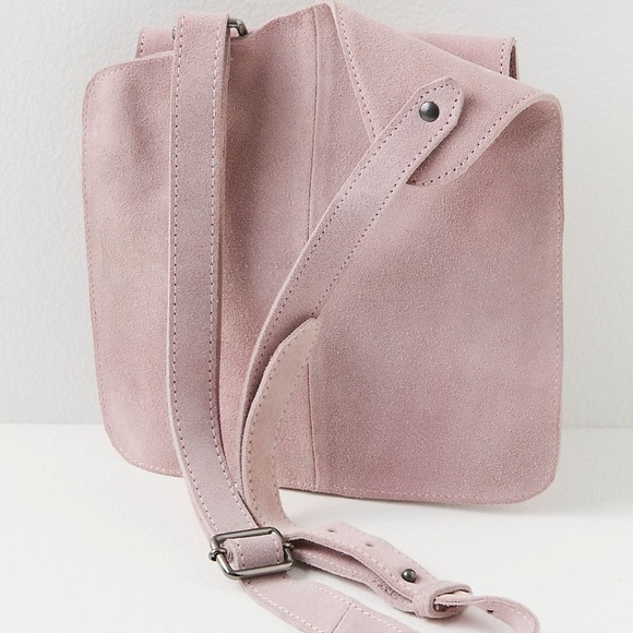 Free People Pink Suede Leather Convertible  Sling Bag